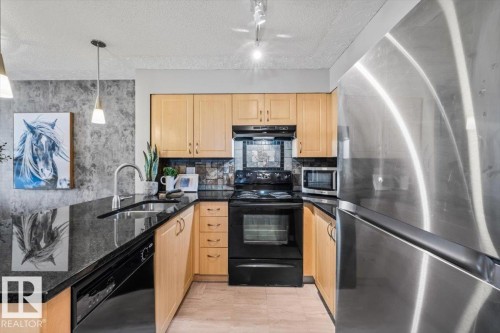 #115 11453 Ellerslie Rd Sw, Edmonton, AB - Indoor Photo Showing Kitchen With Double Sink