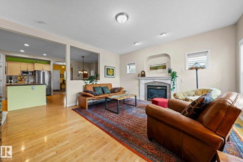 9923 89 Street, Edmonton, AB - Indoor Photo Showing Living Room With Fireplace