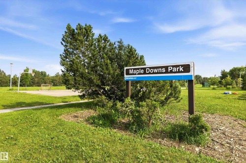 Maple Downs Park sign with surrounding green space - 46 Maple Terrace Northwest, Edmonton, AB - Outdoor With View