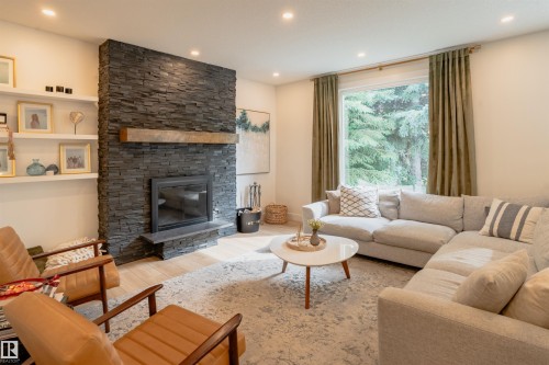 13 Flagstone Crescent, St. Albert, AB - Indoor Photo Showing Living Room With Fireplace