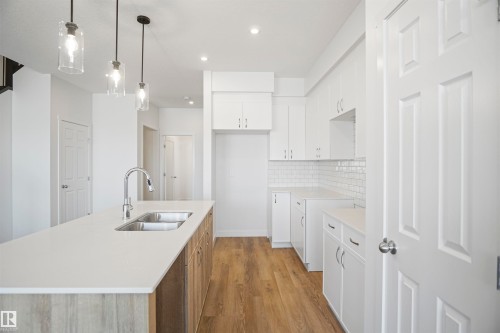 18955 28 Avenue Nw, Edmonton, AB - Indoor Photo Showing Kitchen With Double Sink With Upgraded Kitchen