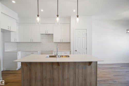 18955 28 Avenue Nw, Edmonton, AB - Indoor Photo Showing Kitchen With Double Sink With Upgraded Kitchen