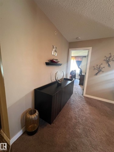 Neutral-toned walls complement a brown carpeted hallway - #419 11808 22 Av Sw, Edmonton, AB - Indoor Photo Showing Other Room