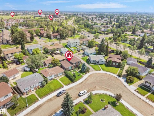 Aerial view of a residential neighborhood with established homes and mature trees - 15603 122 Street Nw, Edmonton, AB - Outdoor With View