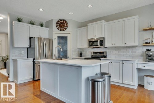 313 Southwick Boulevard, Leduc, AB - Indoor Photo Showing Kitchen With Stainless Steel Kitchen With Upgraded Kitchen