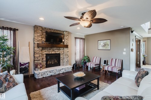 9729 159 Street Nw, Edmonton, AB - Indoor Photo Showing Living Room With Fireplace