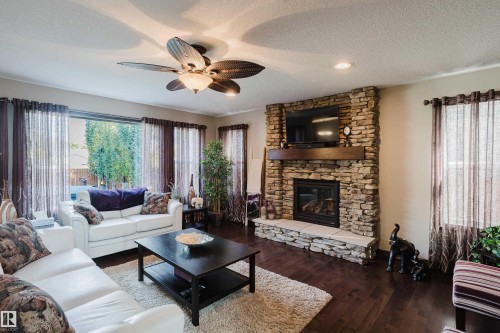 9729 159 Street Nw, Edmonton, AB - Indoor Photo Showing Living Room With Fireplace