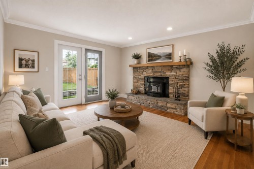 2412 112A Street, Edmonton, AB - Indoor Photo Showing Living Room With Fireplace
