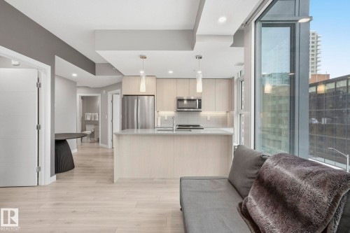 503 10180 103 Street, Edmonton, AB - Indoor Photo Showing Kitchen With Stainless Steel Kitchen With Upgraded Kitchen