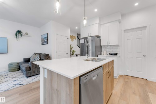 1647 13 Street Nw, Edmonton, AB - Indoor Photo Showing Kitchen With Double Sink