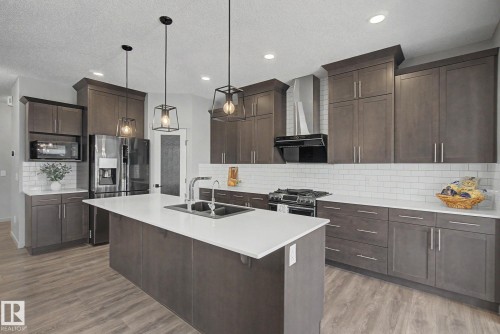 4675 Alwood Way Sw, Edmonton, AB - Indoor Photo Showing Kitchen With Upgraded Kitchen