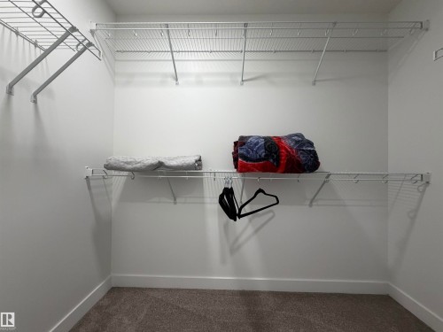 Built-in closet system featuring wire shelving and hanging rods - 3631 213 Street Nw, Edmonton, AB - Indoor With Storage