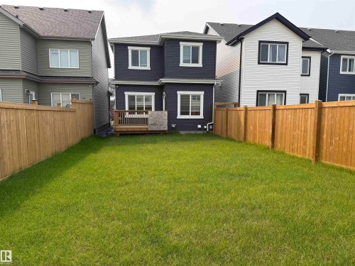 Expansive green lawn framed by new timber fencing - 3631 213 Street Nw, Edmonton, AB - Outdoor