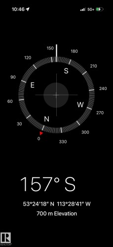 Digital Compass Display. Indicating directional bearing, geographic coordinates, and elevation for the property - 8423 Mayday Link Link Sw, Edmonton, AB - Other