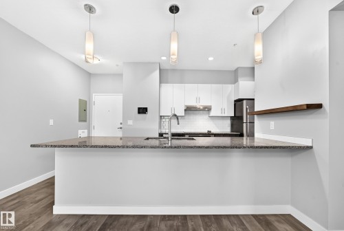 #201 10126 144 St Nw, Edmonton, AB - Indoor Photo Showing Kitchen With Upgraded Kitchen