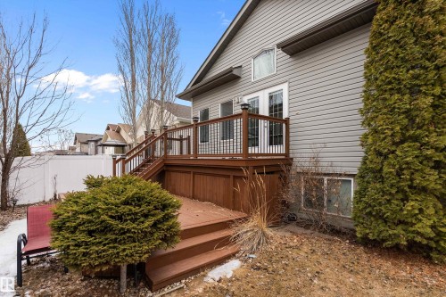 Multi-level deck with dark wood-finish railing - 16748 118 Street Nw, Edmonton, AB - Outdoor With Deck Patio Veranda
