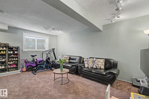 Spacious room with plush carpeting, neutral wall tones, and track lighting - 18407 95A Avenue Nw, Edmonton, AB - Indoor