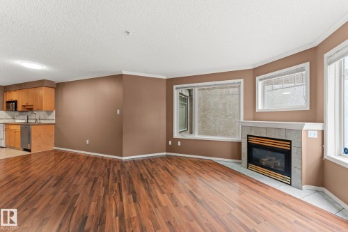 #203 8909 100 St Nw, Edmonton, AB - Indoor Photo Showing Other Room With Fireplace