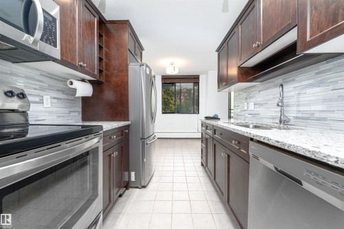 #302 10160 115 St Nw, Edmonton, AB - Indoor Photo Showing Kitchen With Upgraded Kitchen