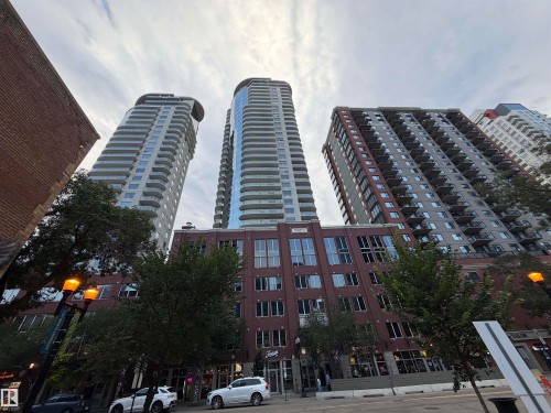Modern high-rise architecture featuring multiple towers with extensive balcony space - #1005 10152 104 St Nw, Edmonton, AB - Outdoor With Facade