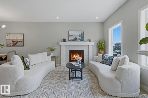 17677 60A Street Nw, Edmonton, AB - Indoor Photo Showing Living Room With Fireplace