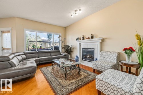 306 Hilliard Close Nw, Edmonton, AB - Indoor Photo Showing Living Room With Fireplace