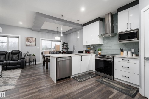 1613 Enright Way Nw, Edmonton, AB - Indoor Photo Showing Kitchen With Stainless Steel Kitchen With Upgraded Kitchen