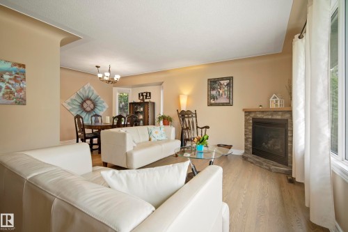 7215 96B Avenue Nw, Edmonton, AB - Indoor Photo Showing Living Room With Fireplace