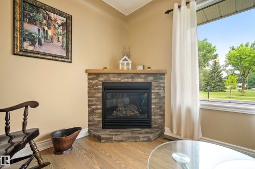 gas fireplace installed two years ago - 7215 96B Avenue Nw, Edmonton, AB - Indoor Photo Showing Other Room With Fireplace