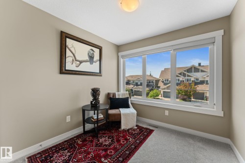 Carpeted room featuring a large multi-pane window with white trim - 3413 Cameron Heights Cove Nw, Edmonton, AB - Indoor Photo Showing Other Room