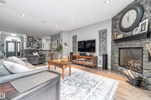 156 Greenfield Way, Fort Saskatchewan, AB - Indoor Photo Showing Living Room With Fireplace