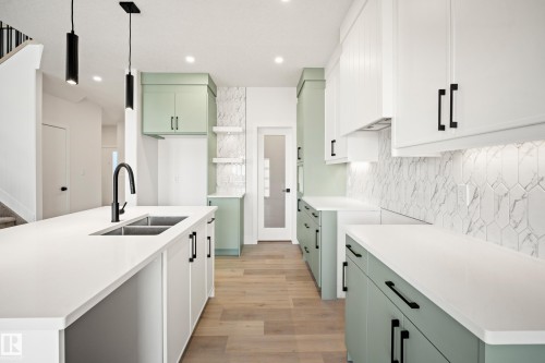 8533 223A Street Nw, Edmonton, AB - Indoor Photo Showing Kitchen With Double Sink With Upgraded Kitchen