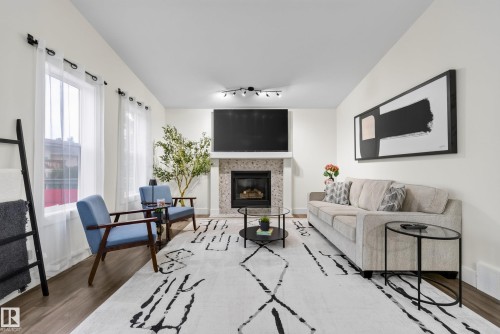 6741 162A Avenue Nw, Edmonton, AB - Indoor Photo Showing Living Room With Fireplace