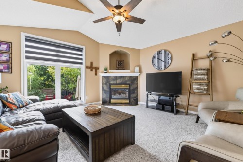 97 Foxboro Way, Sherwood Park, AB - Indoor Photo Showing Living Room With Fireplace