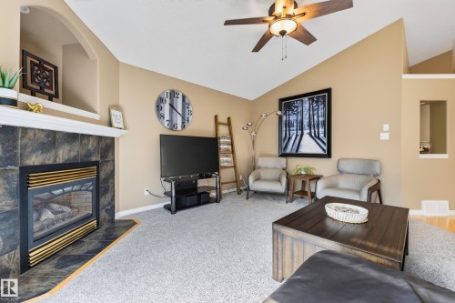 97 Foxboro Way, Sherwood Park, AB - Indoor Photo Showing Living Room With Fireplace