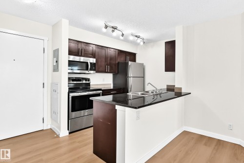 #206 3315 James Mowatt Tr Sw, Edmonton, AB - Indoor Photo Showing Kitchen With Double Sink