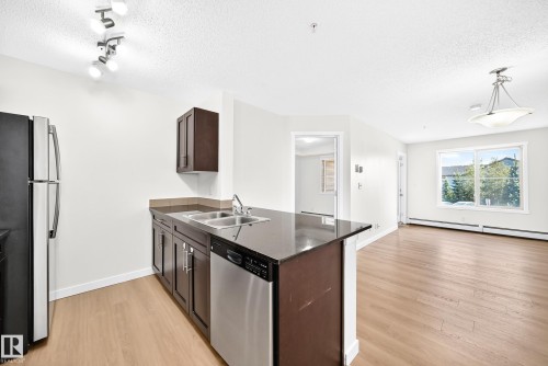 #206 3315 James Mowatt Tr Sw, Edmonton, AB - Indoor Photo Showing Kitchen With Double Sink