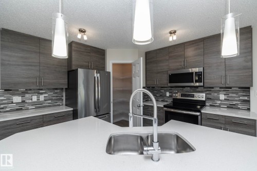 5233 Crabapple Link Sw, Edmonton, AB - Indoor Photo Showing Kitchen With Stainless Steel Kitchen With Double Sink With Upgraded Kitchen