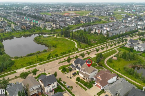 Aerial view of a residential neighborhood featuring established homes and green spaces - 2338 Frezenberg Avenue Nw, Edmonton, AB - Outdoor With View