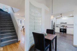 Glass block partition creating distinct areas - 