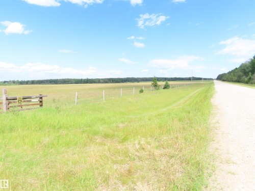 Expansive grassy field bordered by a gravel road and distant tree line - 11216 Twp 532, Rural Yellowhead, AB 