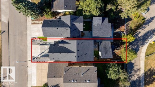 Aerial perspective showcasing a property with a gray shingled roof - 12304 62 Ave Nw, Edmonton, AB - Outdoor With View