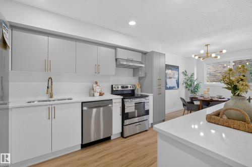 3320 130A Avenue Nw, Edmonton, AB - Indoor Photo Showing Kitchen With Stainless Steel Kitchen With Upgraded Kitchen