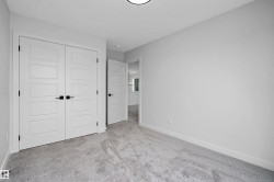 Light gray carpeting, white trim, and white walls - 