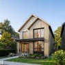 Contemporary two-story residence featuring a striking board and batten facade and a prominent gable roofline - 40B Valleyview Crescent Nw, Edmonton, AB  - Outdoor 