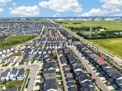 Aerial perspective showcasing a residential neighborhood with varied housing styles - 