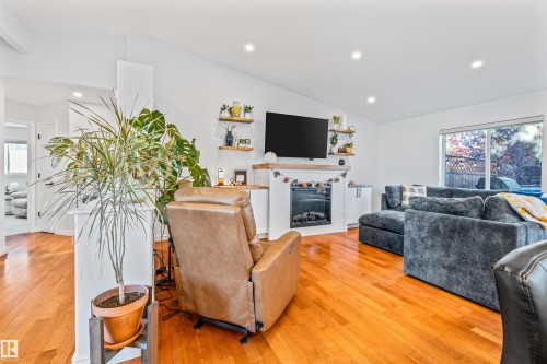 176 Highland Way, Sherwood Park, AB - Indoor Photo Showing Living Room With Fireplace