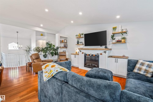 176 Highland Way, Sherwood Park, AB - Indoor Photo Showing Living Room With Fireplace