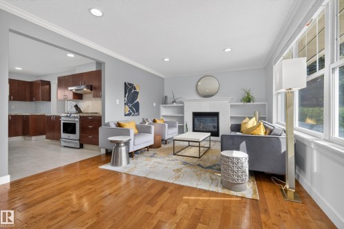 9036 145 Street Nw, Edmonton, AB - Indoor Photo Showing Living Room With Fireplace