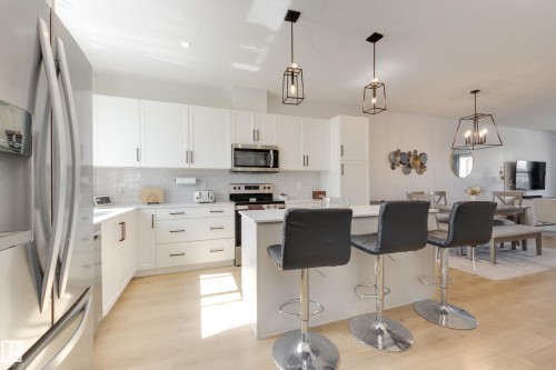 19281 22A Avenue Nw, Edmonton, AB - Indoor Photo Showing Kitchen With Stainless Steel Kitchen With Upgraded Kitchen